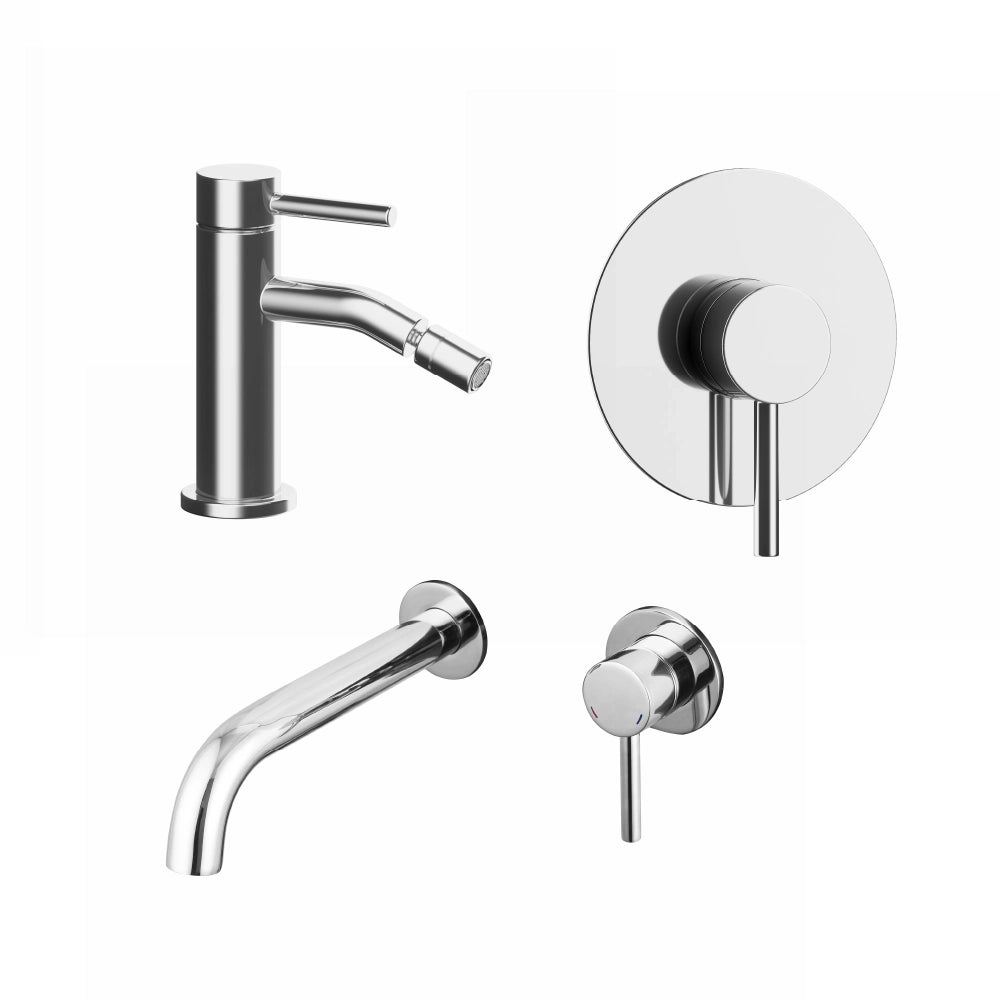 Set miscelatori: lavabo ad incasso bidet senza scarico e incasso doccia monocomando cromato | Bette