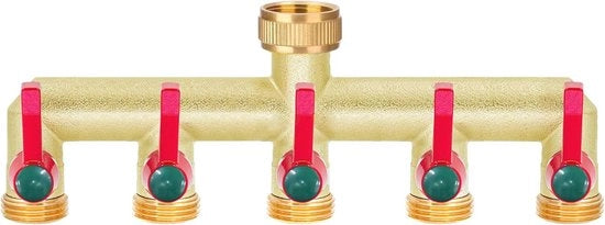 Distributore di acqua a 5 vie con manigliona estensibile per tubo da giardino - Connettitore ergonomico per uso domestico e esterno
