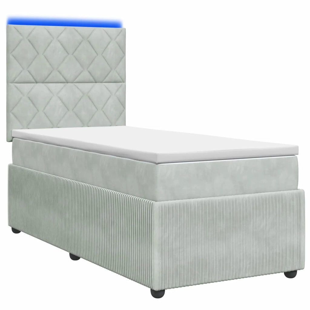 Letto Box Spring LED con Materasso Grigio Chiaro 90 x 200 cm 3455999