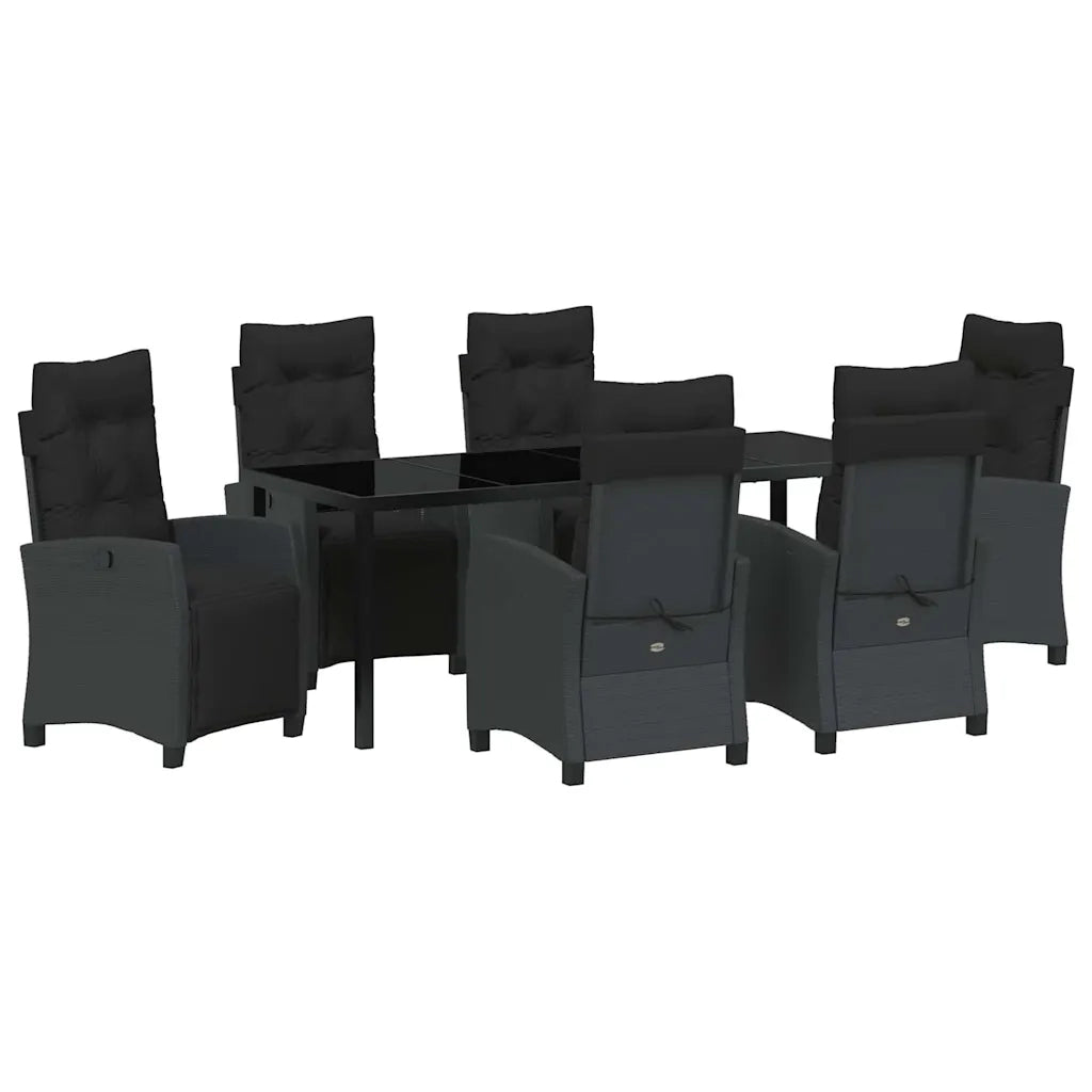 Set da Pranzo per Giardino con cuscino 7 pcs Nero polyrattan 3380426