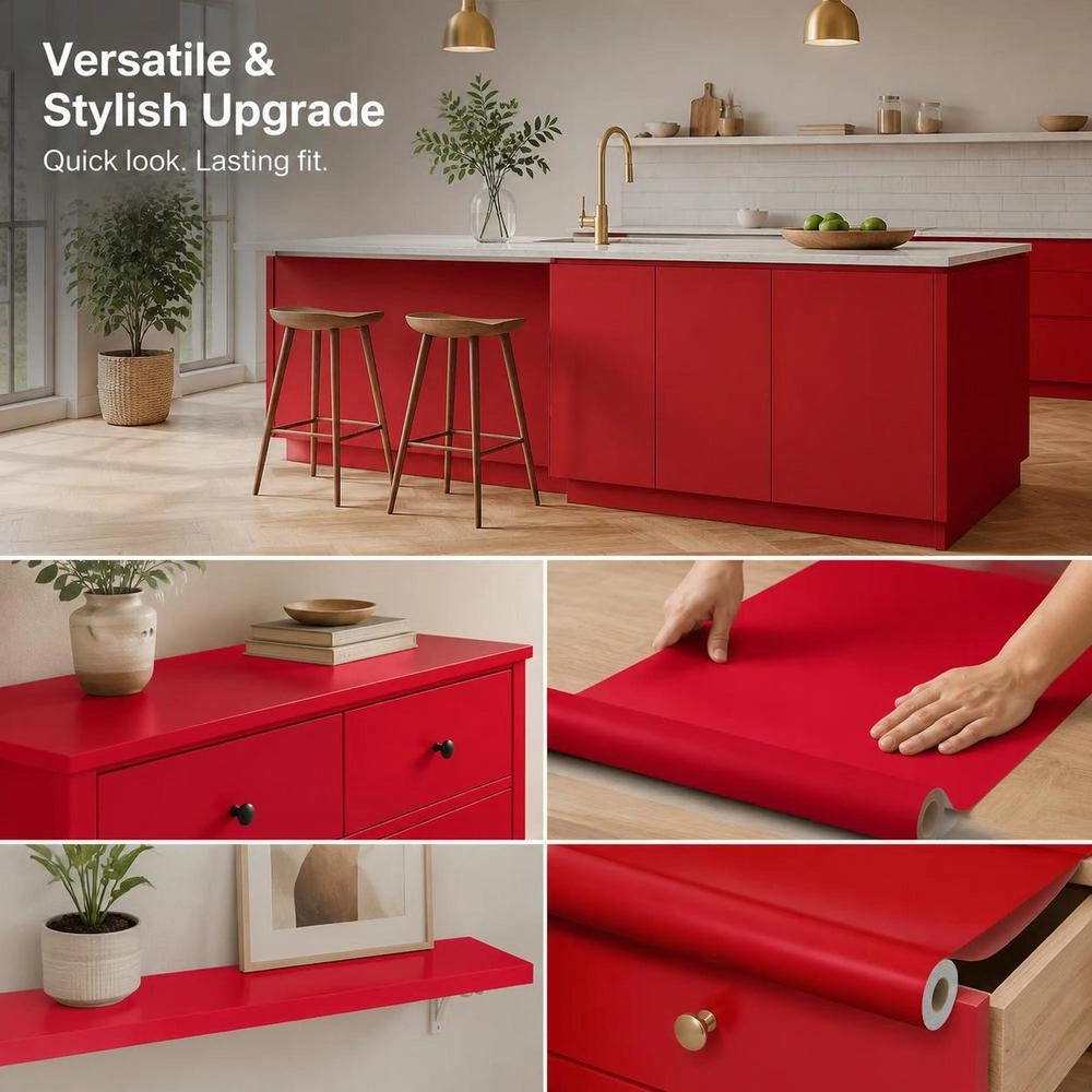 Self-adhesive Furniture Foil, Red, 500 X 90 Cm, PVC