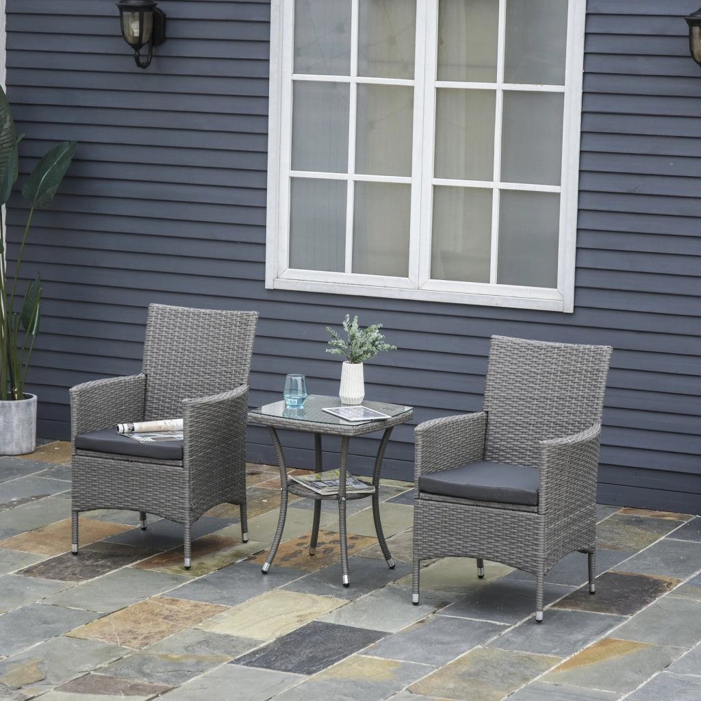 Set Divano Angolare 3 Pezzi Polyrattan ¨C zephmum ¨C Grigio 130x70x70 cm