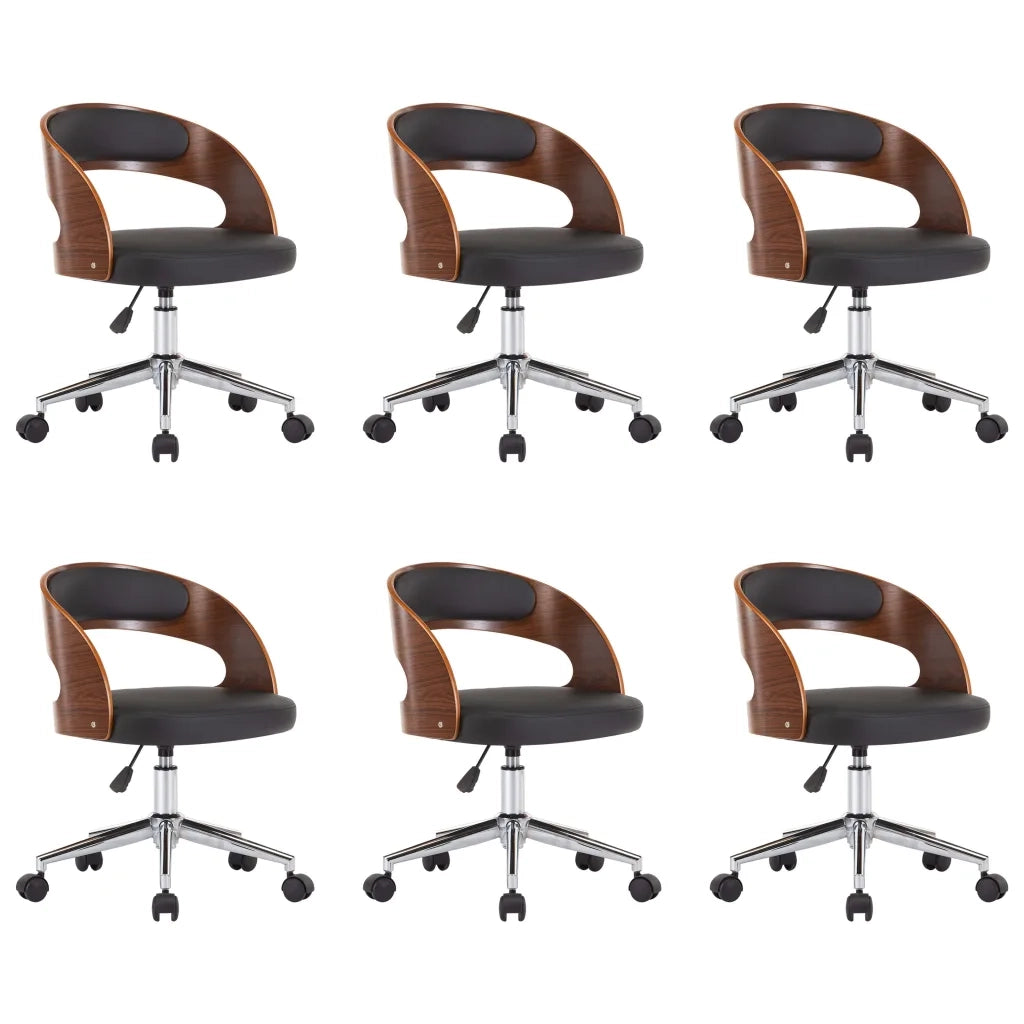 Sedie da Pranzo Girevoli 6 pz Nere in Legno Curvo e Similpelle cod mxl 29486