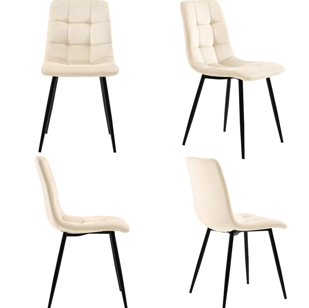 Set tavolo da pranzo 140x80 cm con 4 sedie in velluto