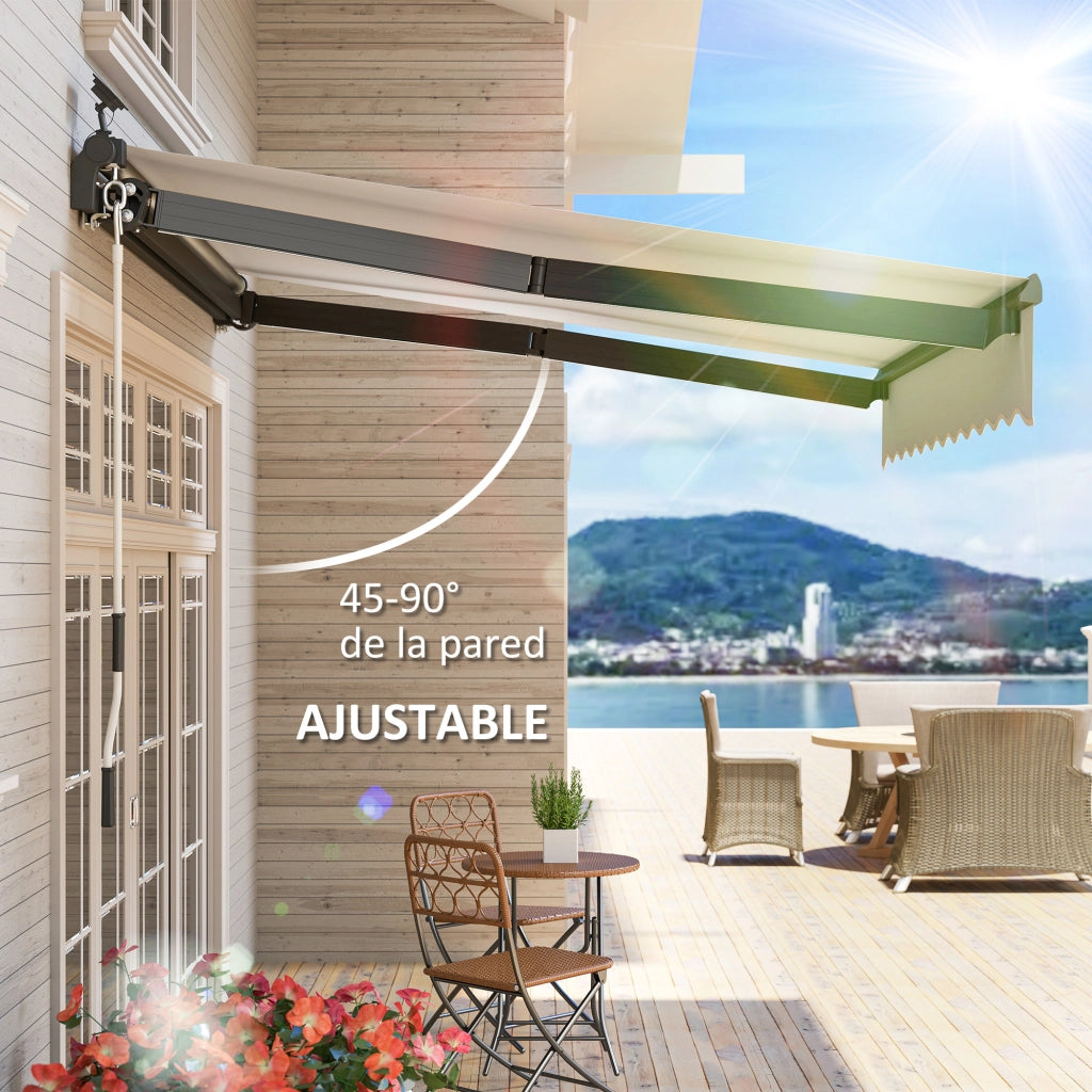 Toldo Retraibile Manuale con Luci LED Solari ¨C zephmum ¨C Crema 3x2,5 m