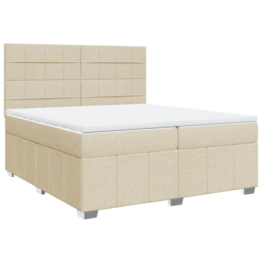 Giroletto a Molle con Materasso Crema 200x200 cm in Tessuto 3294080