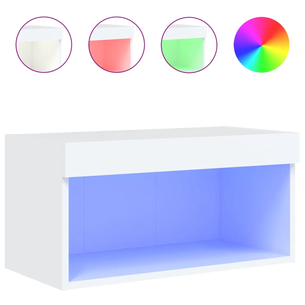 Mobile Porta TV con Luci LED Bianco 60x30x30 cm 837127