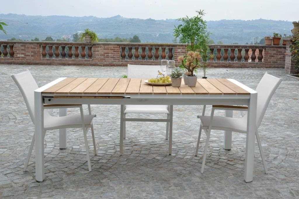Tavolo Allungabile da Giardino 180/240x100xh76 cm in Alluminio Idaho Plus Bianco