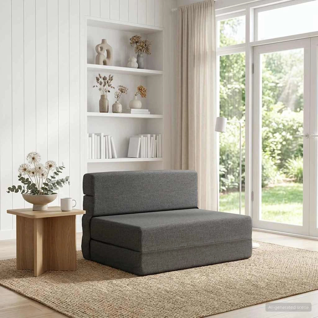 Divano Letto Pieghevole Grigio Chiaro 70 x 80 x 60 cm Tessuto 900085