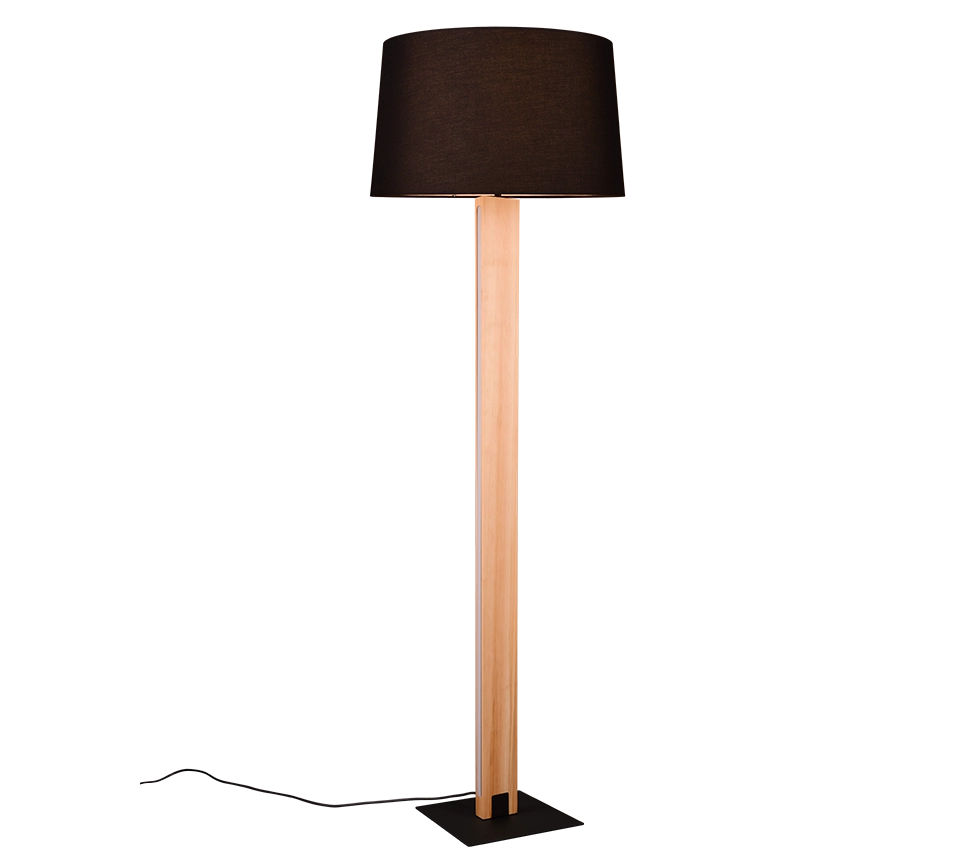 Piantana touch, metallo e legno, nero, H 150 cm, Rahul