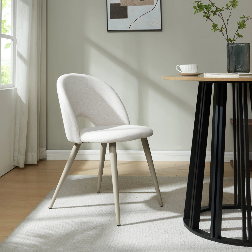 Set Karijoki di 2 Sedie Imbottite da Sala Pranzo Rivestimento in Tessuto - Beige [en.casa]