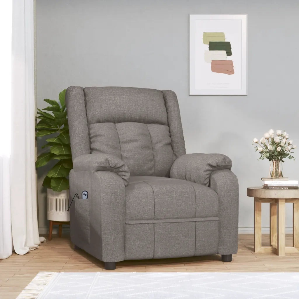 Poltrona | Sedia Relax Elettrica Reclinabile Tortora in Tessuto
