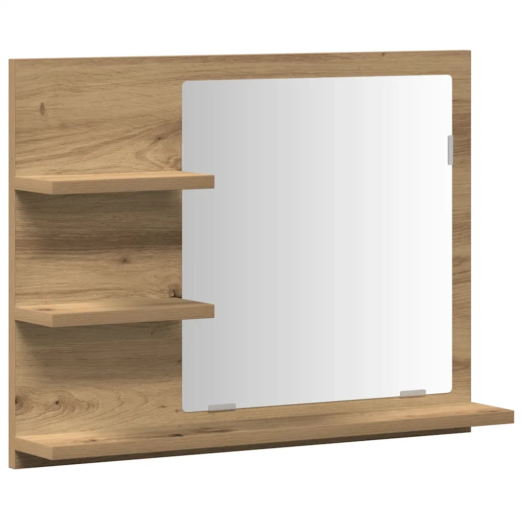 Armadietto a Specchio da Bagno-Mobile bagno con specchio Rovere Artigianale 60x10,5x45 cm