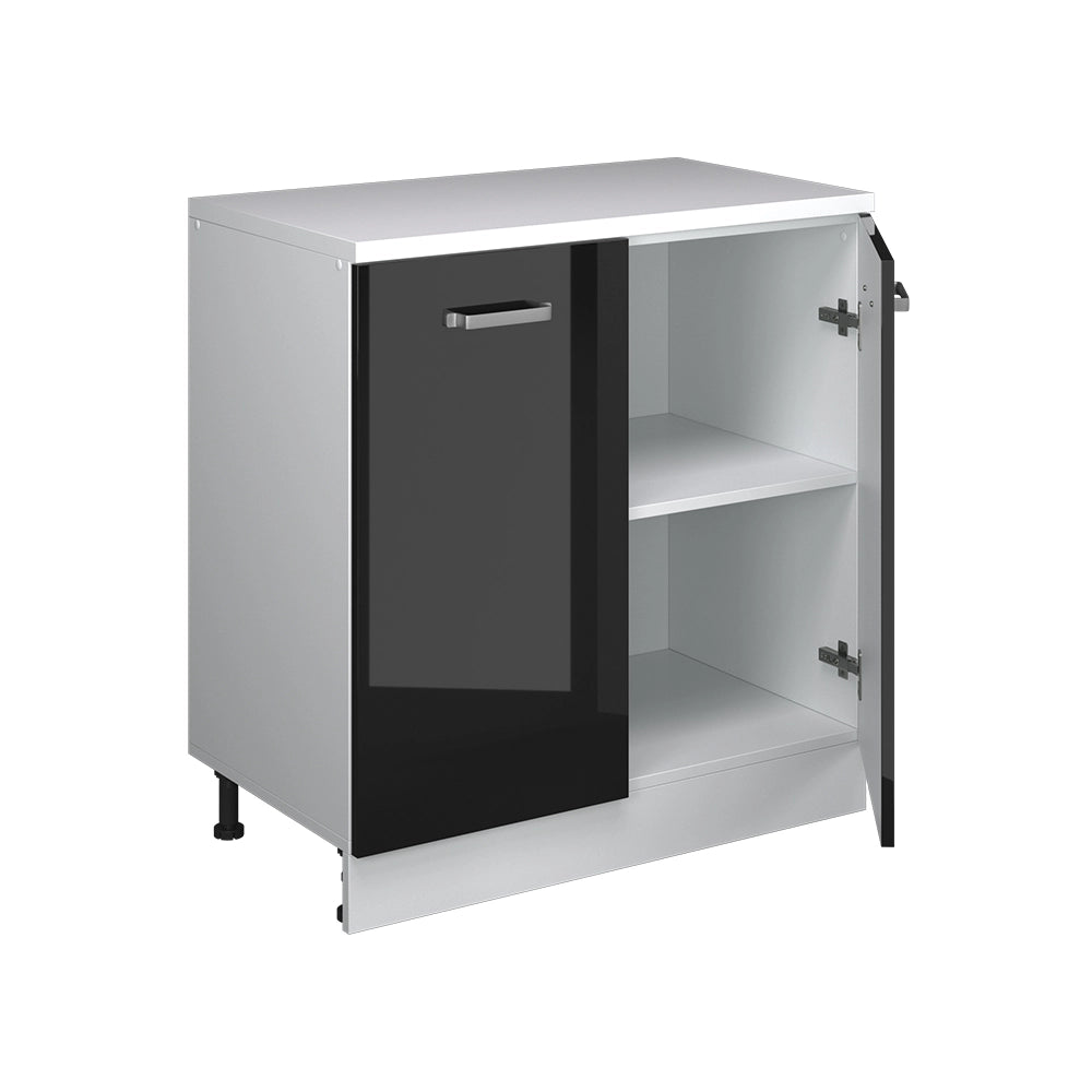 Mobile per mansarda Rion Nero lucido/Bianco 80 x 83.8 cm senza inclinazione con 2 ante Vicco