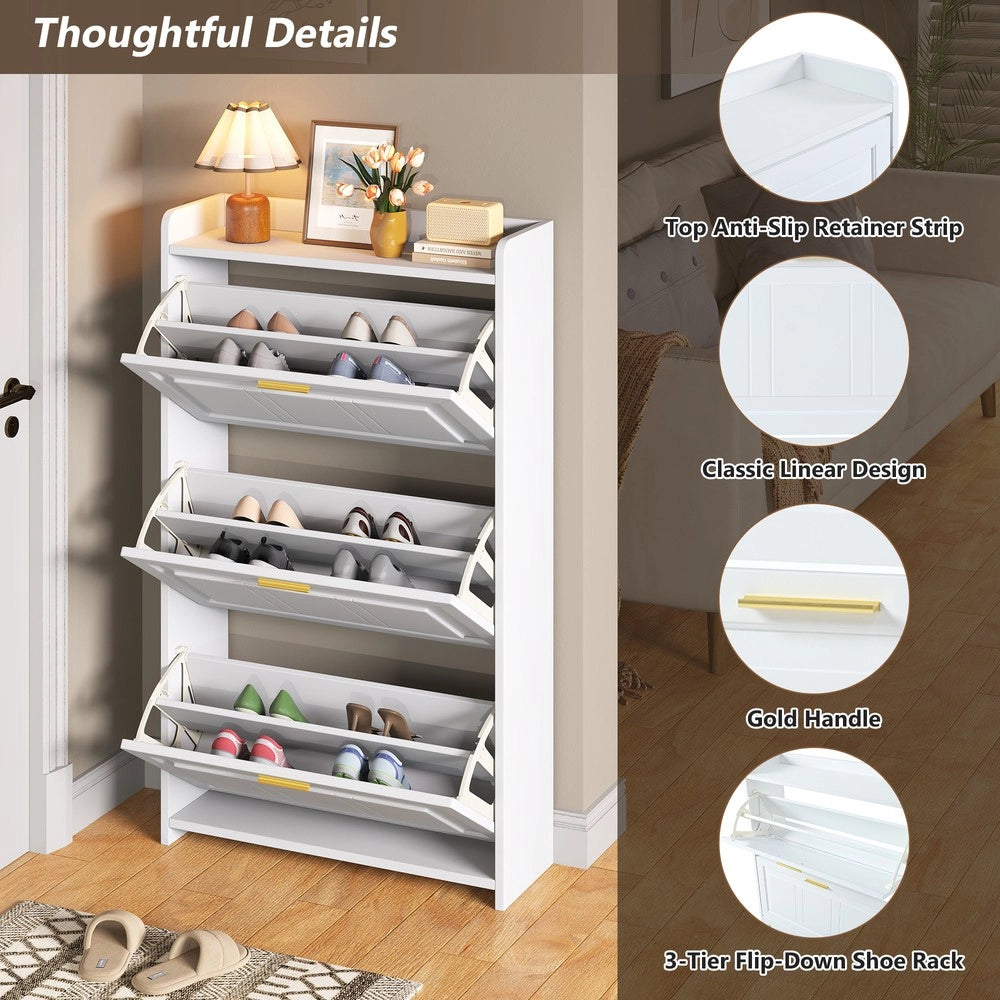 Scarpiera Alta con 6 Ripiani ¨C MINIMAL ¨C Bianco, MDF e Truciolato, 70x24x120 cm
