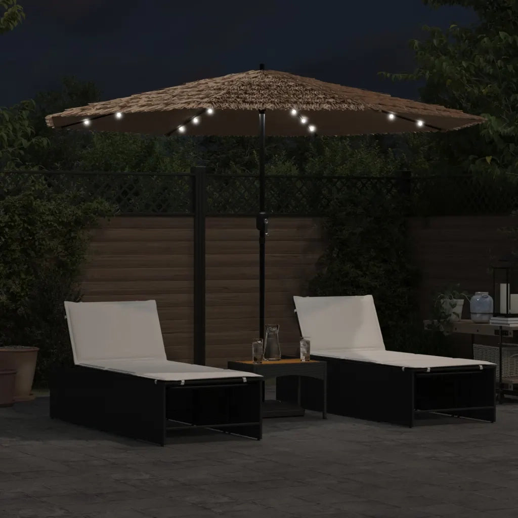 Ombrellone Giardino LED e Palo in Acciaio Marrone 324x324x247cm 4005122