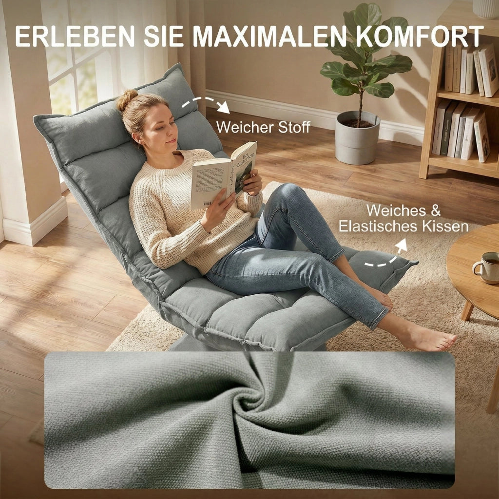 Poltrona Relax Girevole 360¡ã Reclinabile Tessuto Velluto Grigio Chiaro ¨C Xylo ¨C Schienale 5 Posizioni