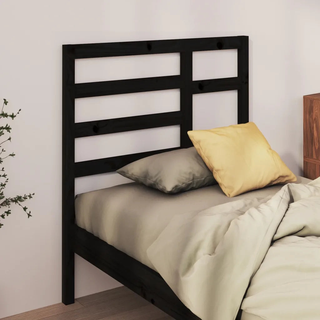 Testiera | Testata per Letto Nera 96x4x104 cm in Legno Massello di Pino