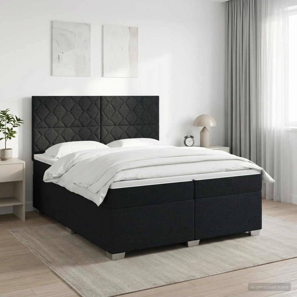 Letto box spring con materasso Nero 200 x 200 cm Tessuto 3453495