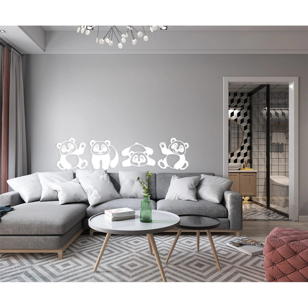 PANDA - Adesivo murale wall sticker in vinile 30x125 cm Colore: bianco