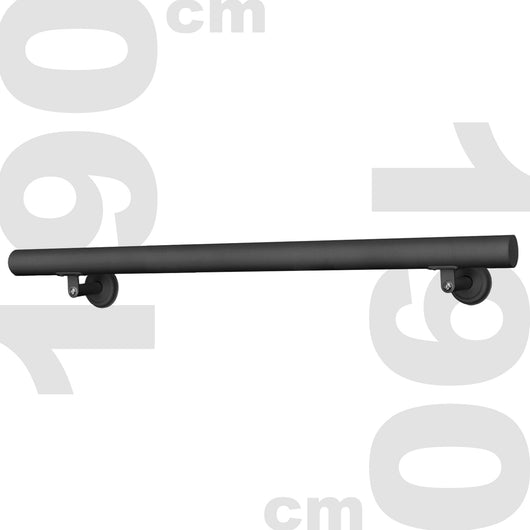 Corrimano scale 190 cm in acciaio inox nero, ringhiera scala, passamano scala con montaggio a parete