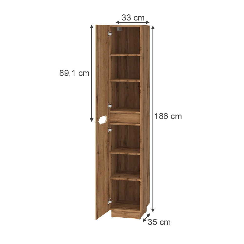 Vicco Armadio per il bagno Rovere/cashmere a righe 33 x 186 cm con 2 porte