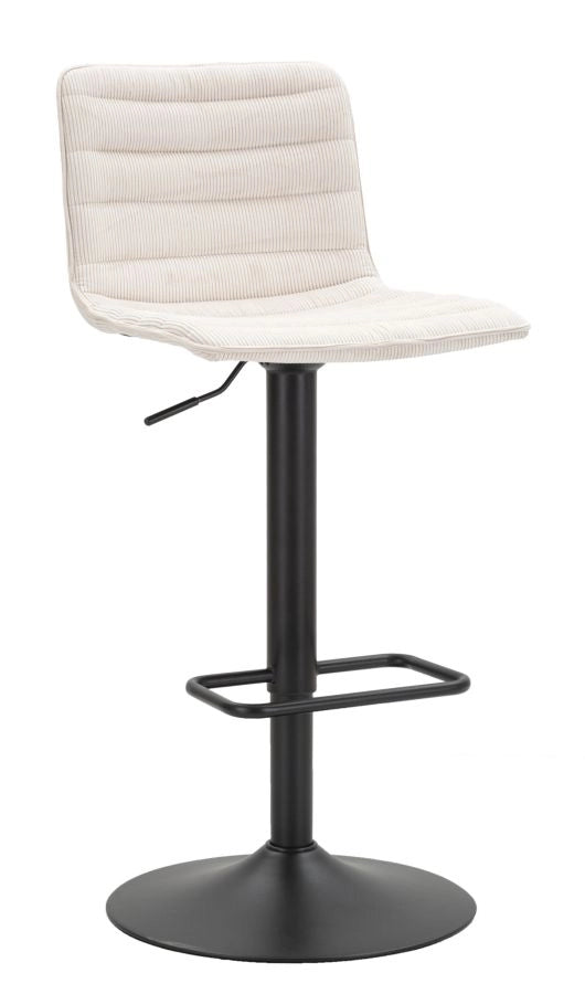 Sgabello Bar High Bianco 43x49,5x85,5 cm in Ferro e Compensato e Spugna e Poliestere Nero e Bianco