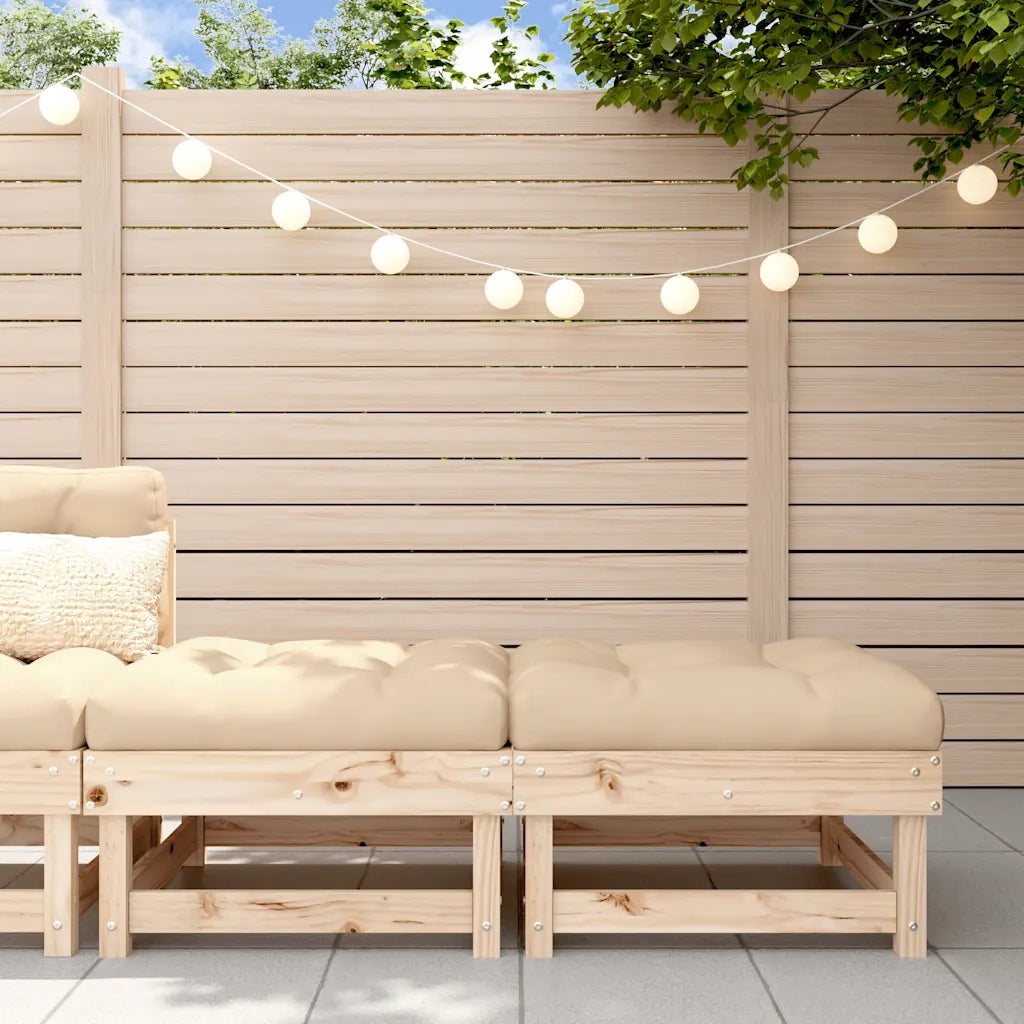 Poggiapiedi da Giardino con Cuscini 2 pz Legno Massello di Pino 825464