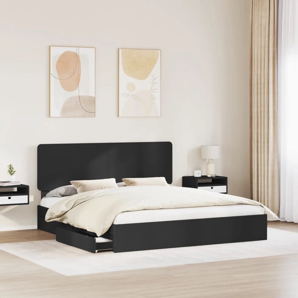 Letto con Contenitore Nero 200 x 200 cm Legno multistrato