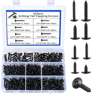 Set di viti autoalloggio con guarnizione Torx assortimento kit - viti in legno e viti per carrozzeria - nero set di viti per intonaco - ideale per costruzione e assemblaggio di mobili