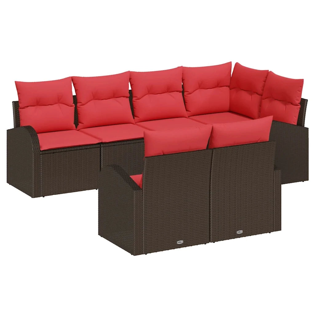 Set Divano da Giardino Marrone polyrattan