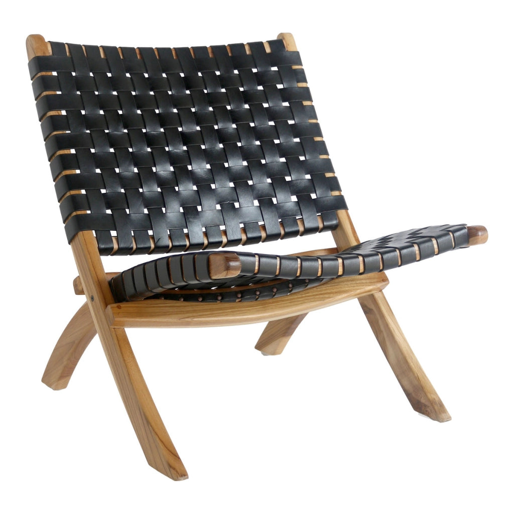 Poltrona Pieghevole Perugia, Nero, Pelle, 74x66x73 cm