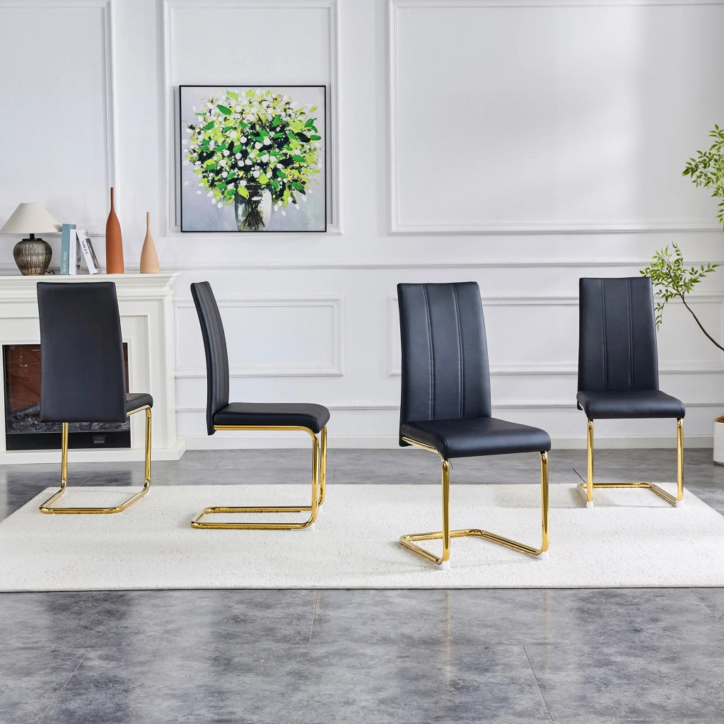 Sedia da pranzo ergonomica con design salvaspazio e struttura stabile in pu e metallo nero oro 72,5 × 47,5 × 45,5 cm