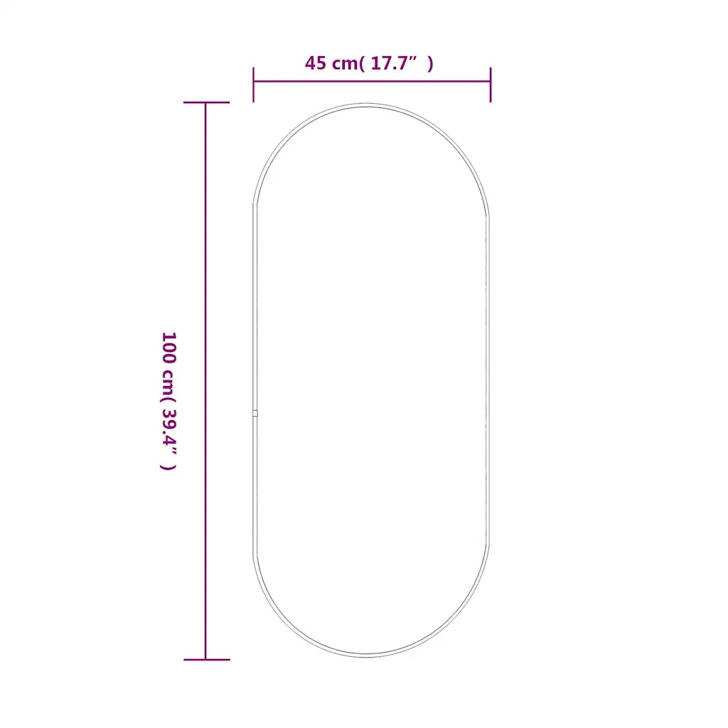Specchio da Parete Nero 100x45 cm Ovale 348208