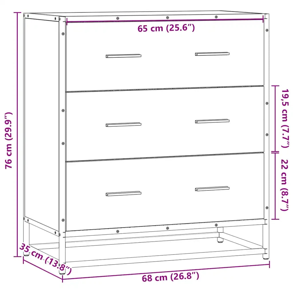 Credenza | Madia | Buffet da pranzo | Armadio da pranzo Rovere Nera 68x35x76 cm in Truciolato e Metallo
