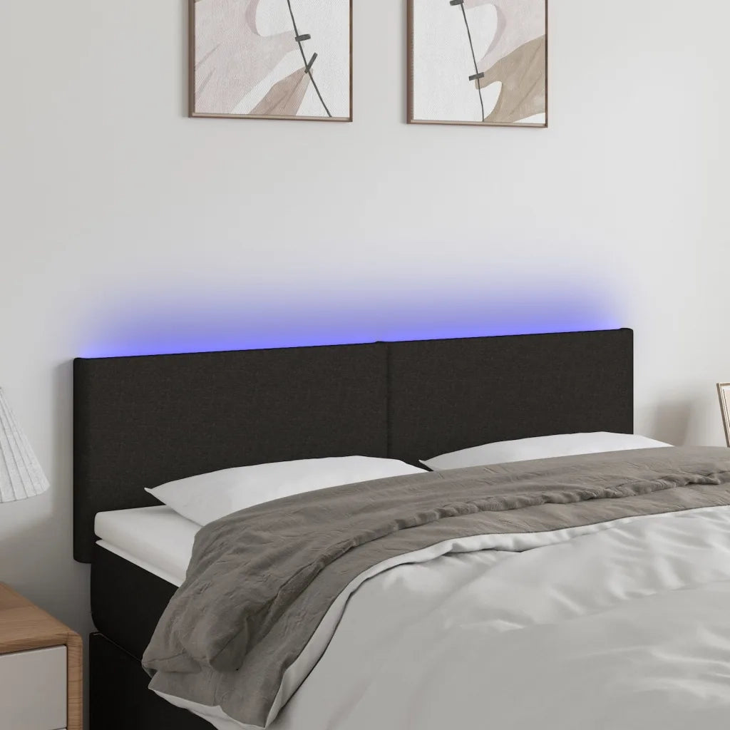 Testiera | Testata a LED Nera 144x5x78/88 cm in Tessuto