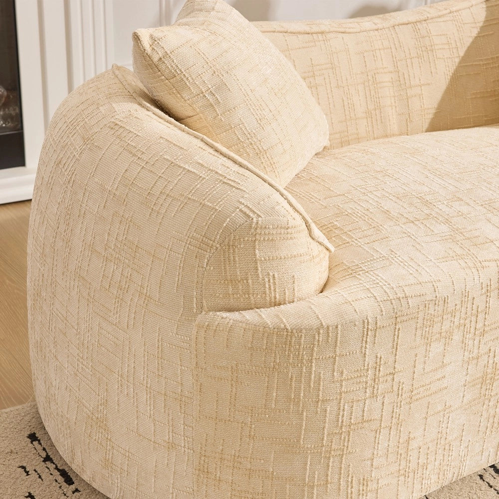 Divano 2 posti velluto beige ¨C Minimal ¨C con braccioli e 2 cuscini compatti