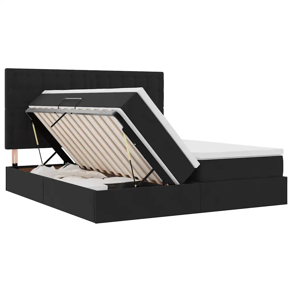 Letto con Contenitore con materasso Nero 200 x 200 cm Velluto