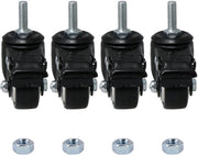 Ruote di sostituzione con freno, 4 pezzi, robuste, 240 kg, M8 x 25 mm, PU, ruote con freno a sterzo per carrelli, mobili, nero