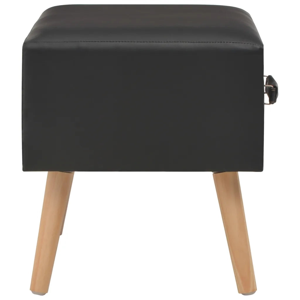 Set di 2 Comodini | Armadio da Notte | Mobiletto da notte Neri 40x35x40 cm in Similpelle