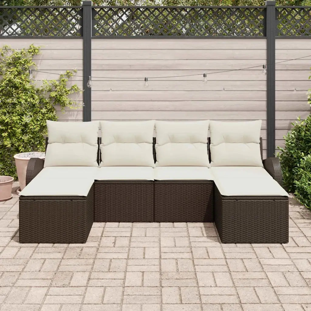 Set Divano da Giardino 6 pcs Marrone Rattan in Polipropilene 3346148