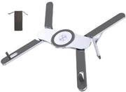 Stand per laptop magnetico, pieghevole, realizzato in lega di alluminio, leggero e portatile, angolo di inclinazione laterale regolabile su 6 posizioni, adatto per smartphone, tablet e laptop, colore argento.