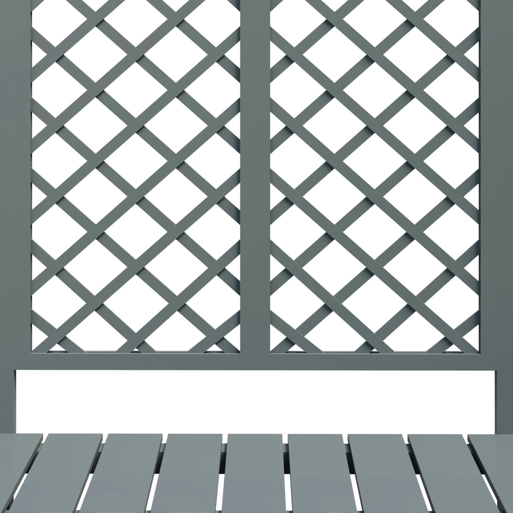 Fioriera con grigliato 169x145x42 cm con seduta in legno grigio