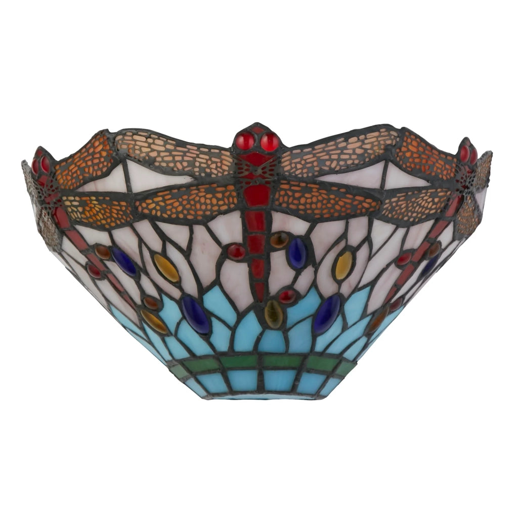 Applique Tiffany Libellula Acciaio Multicolor Vetro 1 Luce E14