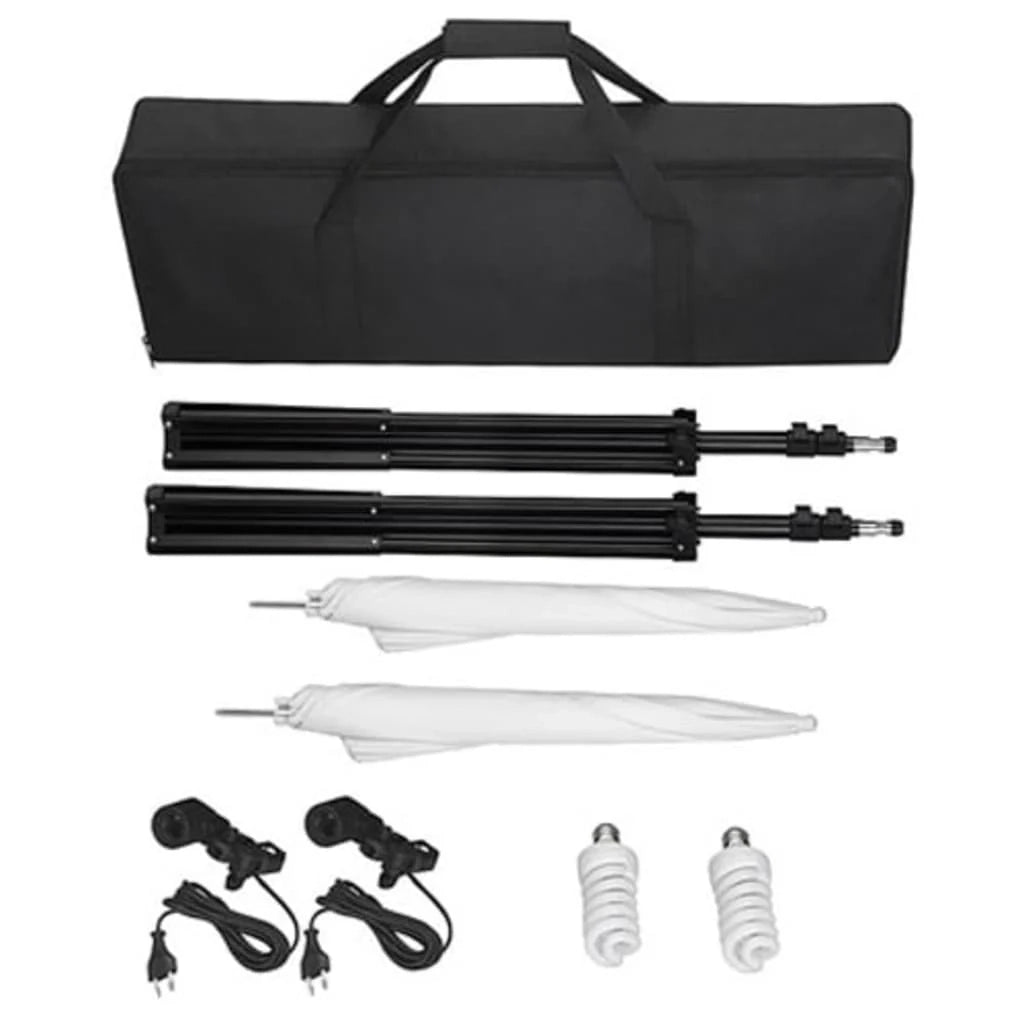 Kit professionale per studio fotografico con fondale verde luci e ombrelli 02_0001492