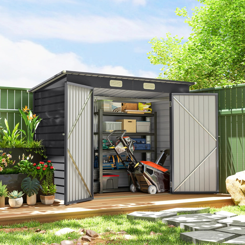 Capanno da giardino in acciaio ¨C zephmum ¨C grigio 249x121x166/183 cm