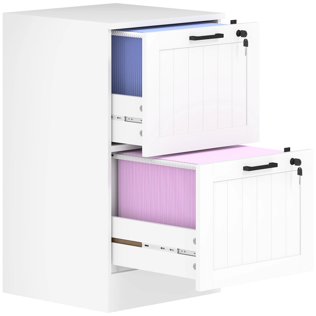 Cassettiera per Scrivania con 2 Cassetti ¨C Zephmum ¨C Bianco 60x40x