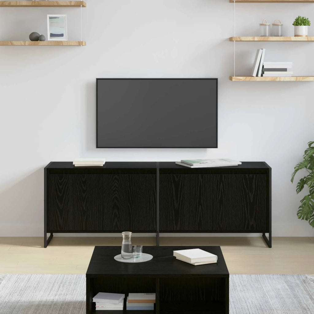 Mobile TV Rovere Nero 140 x 36 x 49.5 cm Legno multistrato 886510