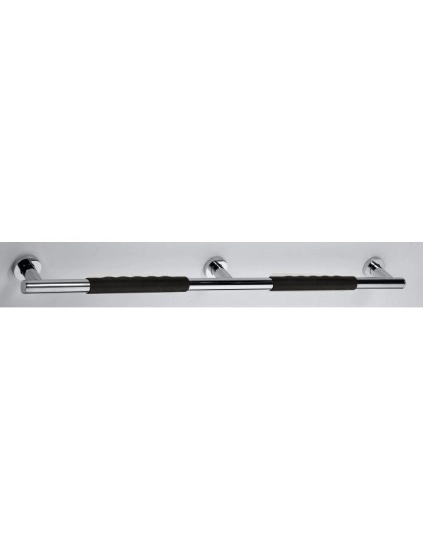 Maniglione doppio OMEGA in acciaio inox e caucciù nero 85,5x8x5 cm