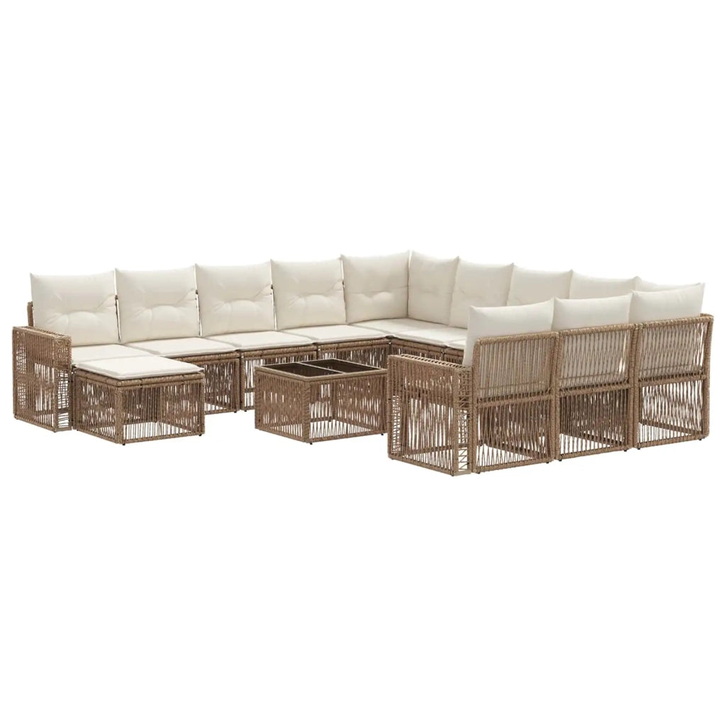 Set Divano da Giardino 13 pcs Beige e Bianco Crema polyrattan 3435333